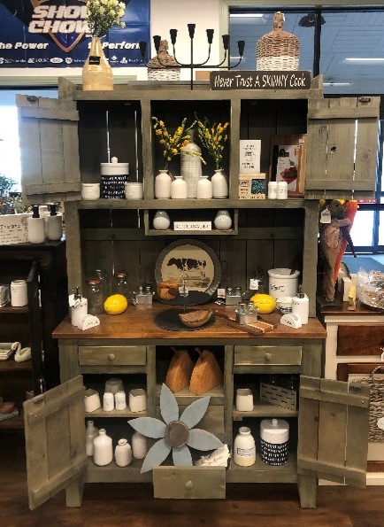 cosmetic products on a shelf